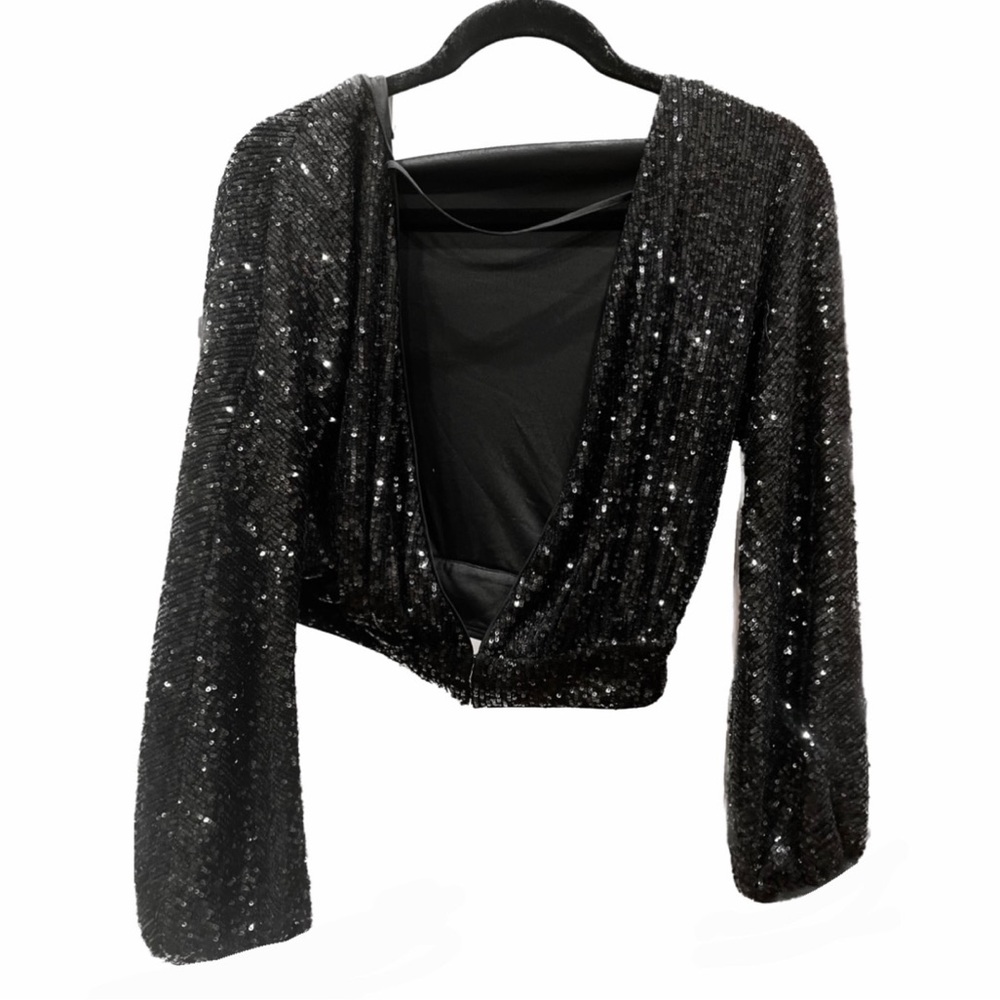 NWOT Express Glitter Deep Vneck Evening Blouse (S)